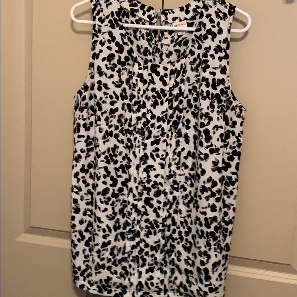 Pleated design leopard tank top